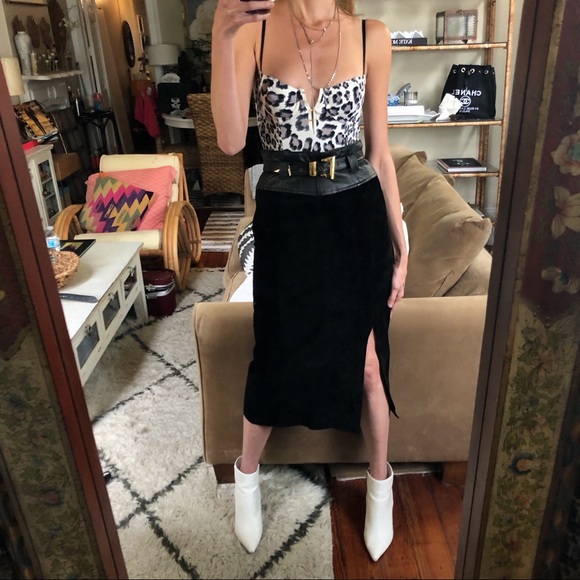 Vintage Lillie Rubin leather and suede skirt - Picture 2 of 8